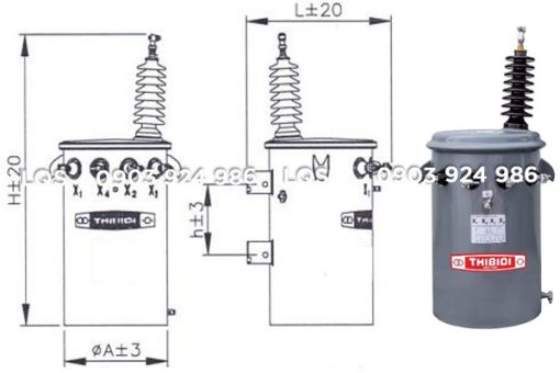 Bản vẽ máy biến áp THIBIDI 1 pha