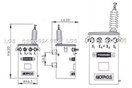 Bản vẽ máy biến áp THIBIDI Amorphous 1 pha