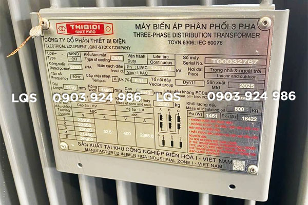 Thông số máy biến áp THIBIDI 2000kVA