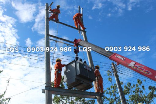 Thi công trạm biến áp giàn trên 2 trụ BTLT
