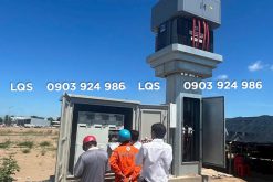Trạm trụ thép tích hợp tủ hạ thế kết hợp RMU lắp đặt trong vỏ tủ ngoài trời