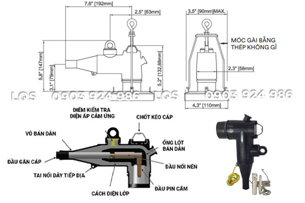 Bản vẽ kích thước đầu cáp Elbow 24kV 3M