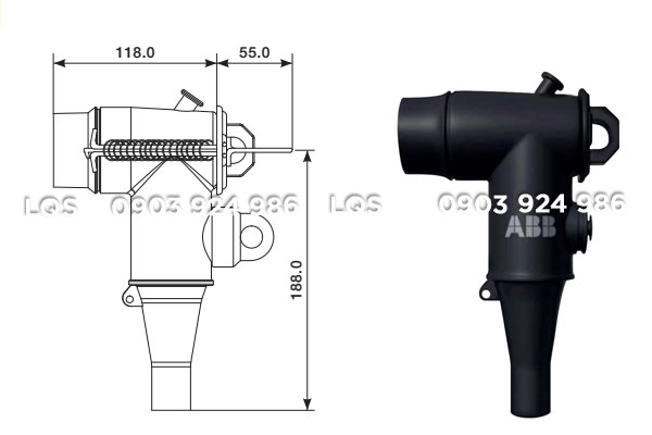 Kích thước đầu cáp Elbow 24kV ABB
