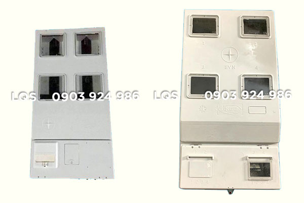 Mặt trước hộp 4 công tơ điện